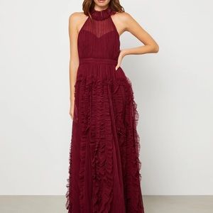 BCBG ROSA HALTER NECK EVENING GOWN
